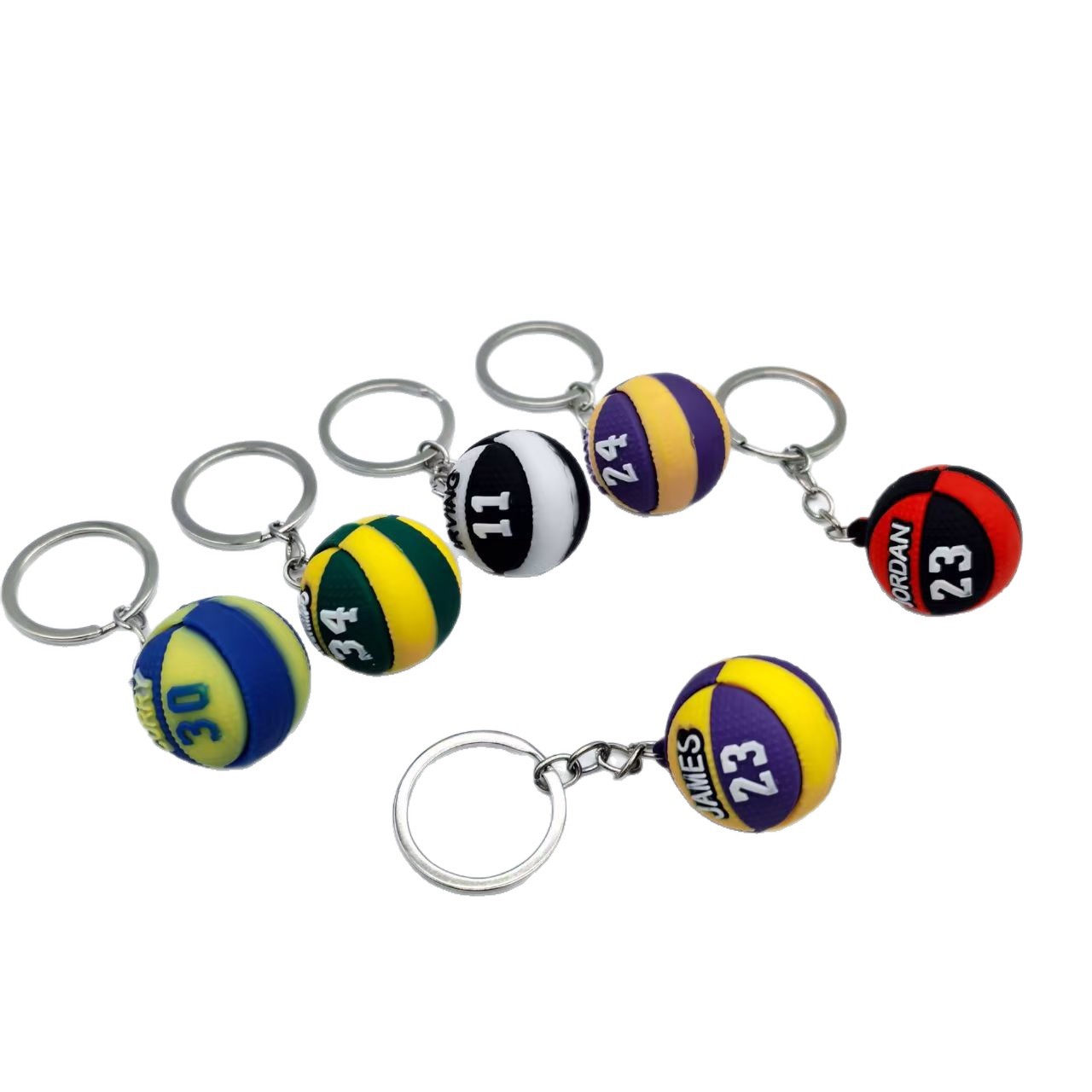 Creativo de fútbol llavero de goma blanda muñeca colgante jugador de fútbol pequeño colgante bolsos de baloncesto bolsos pequeños accesorios