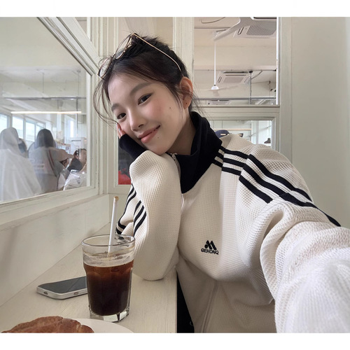 Women's Spring and Autumn 2025 Red Hoodie Oversize Baseball Jacket in Leisure American Retro Style