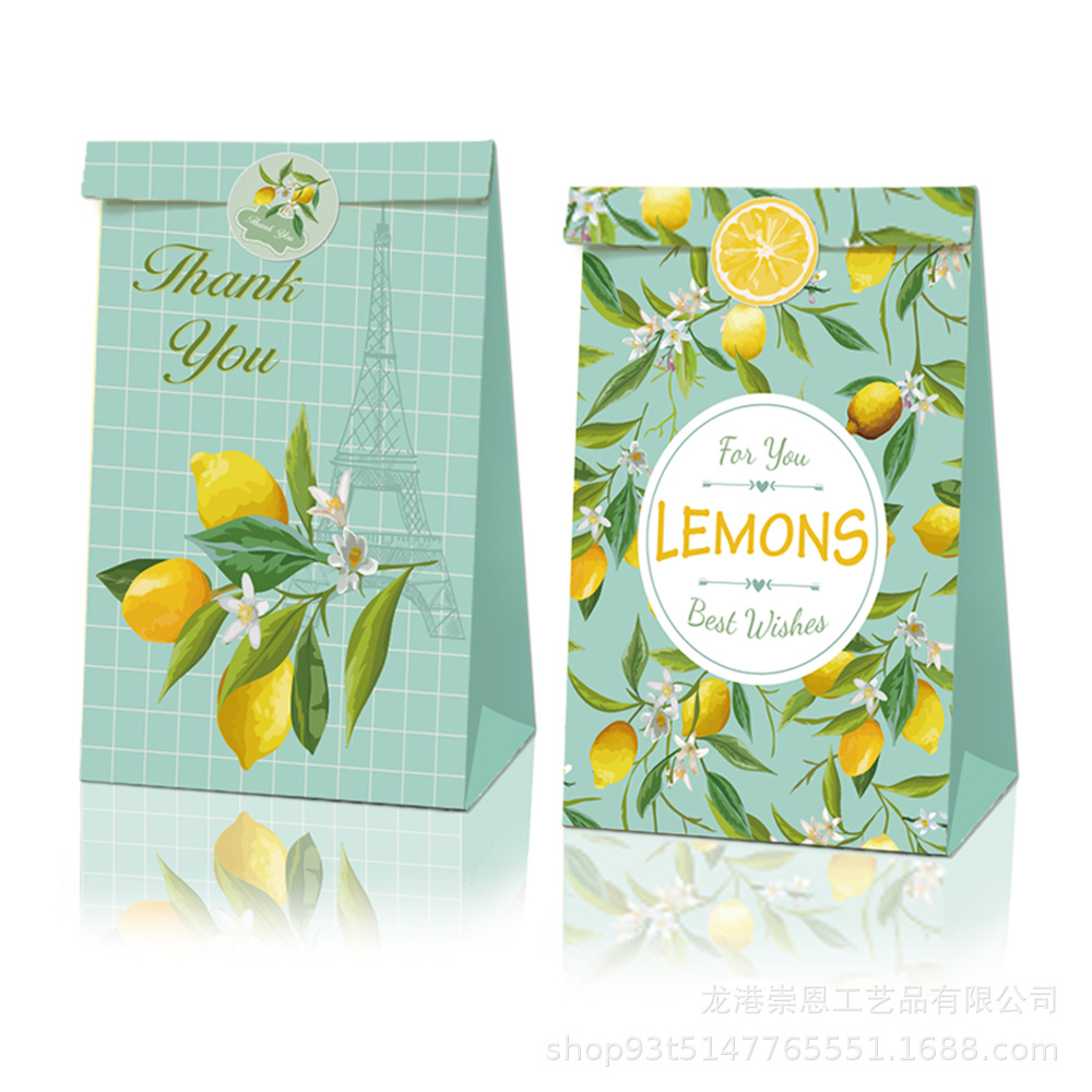 LB005纸袋柠檬夏威夷婚庆生日派对手提袋 生日派对糖果袋礼品纸袋