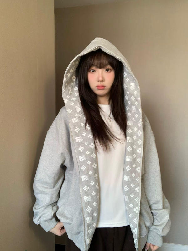 冷淡系独特别外套女2025新款秋季潮牌宽松情侣装拉链连帽卫衣上衣|undefined