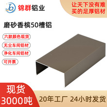 净化铝材厂家直销U型铝槽彩钢板铝型材磨砂香槟50铝槽 50槽铝地槽