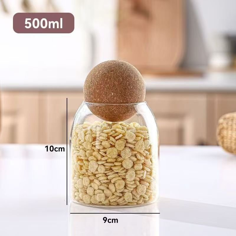 Tarro sellado de granos de café Tarro de exhibición de corcho Tarro de dulces Tarro de té de vidrio Tarro de almacenamiento de cocina Creativo y simple