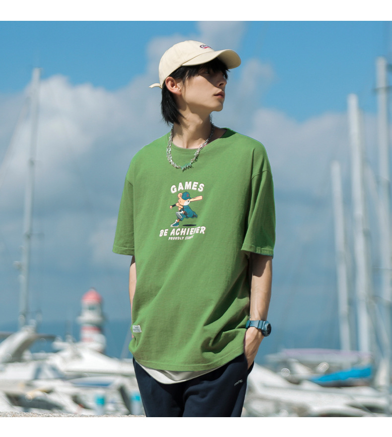 韩路cityboy系列 主推款短袖T恤男2022夏季新款纯棉复古印花体恤详情14