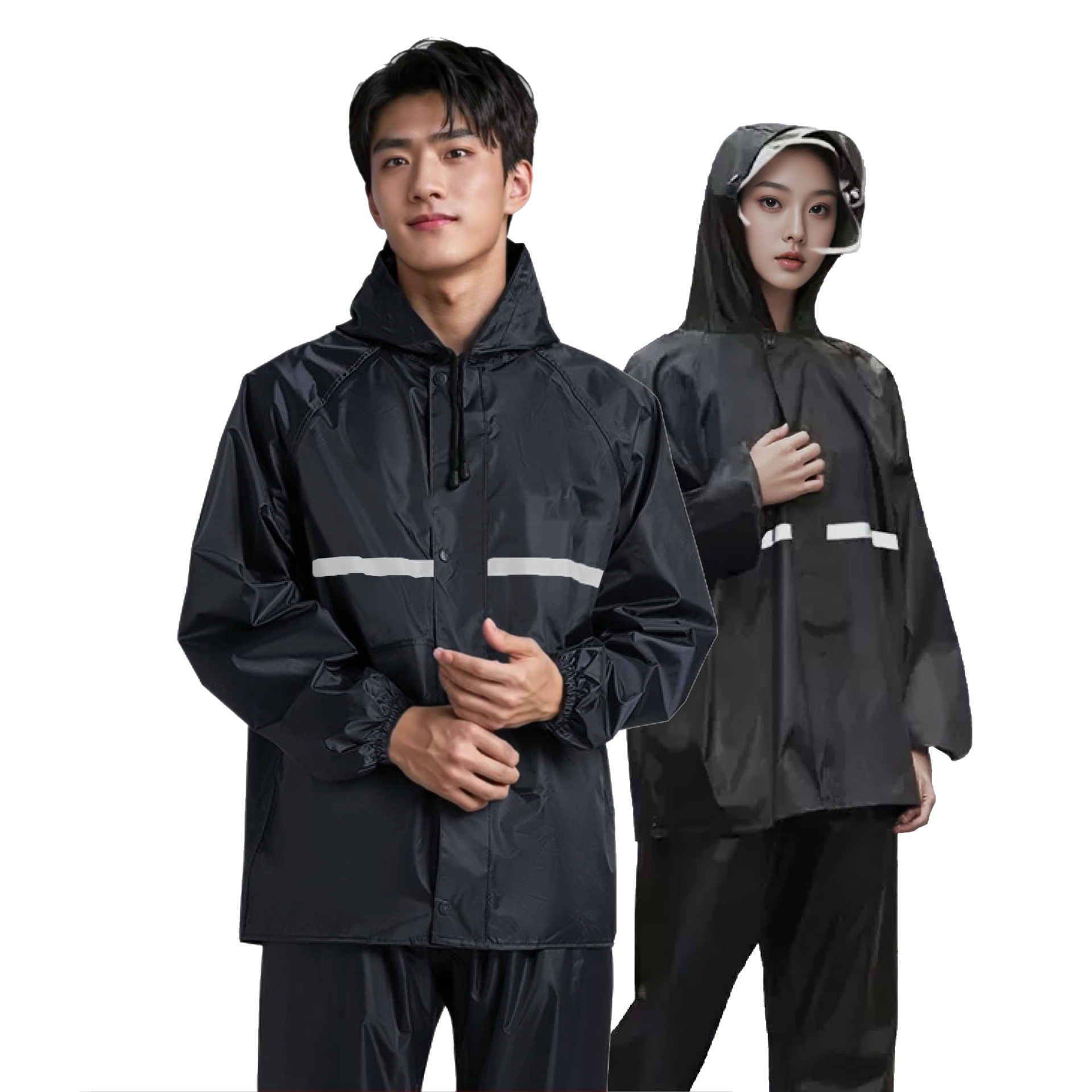 Capa de lluvia tipo split para adultos para llevar Capa de lluvia reflectante gruesa a prueba de tormentas al aire libre Doble capa de ciclismo protección laboral Capa de lluvia de comercio exterior
