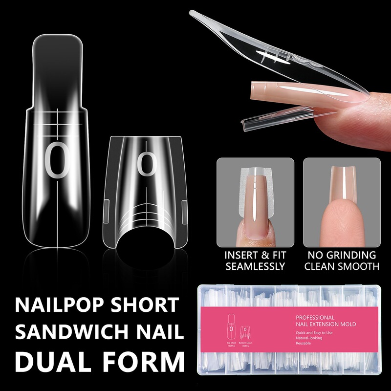 240 Pieces of Sandwich Nail Forms, Short Square Mold for Quick Nail Extension, Reusable Tool 240 Pieces of Sandwich Nail Forms, Short Square Mold for Quick Nail Extension, Reusable Tool