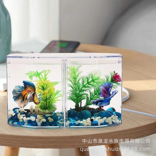 Double fighting fish box diamond-shaped with holes high permeability fighting fish tank isolation box incubation box desktop plastic small fighting fish tank