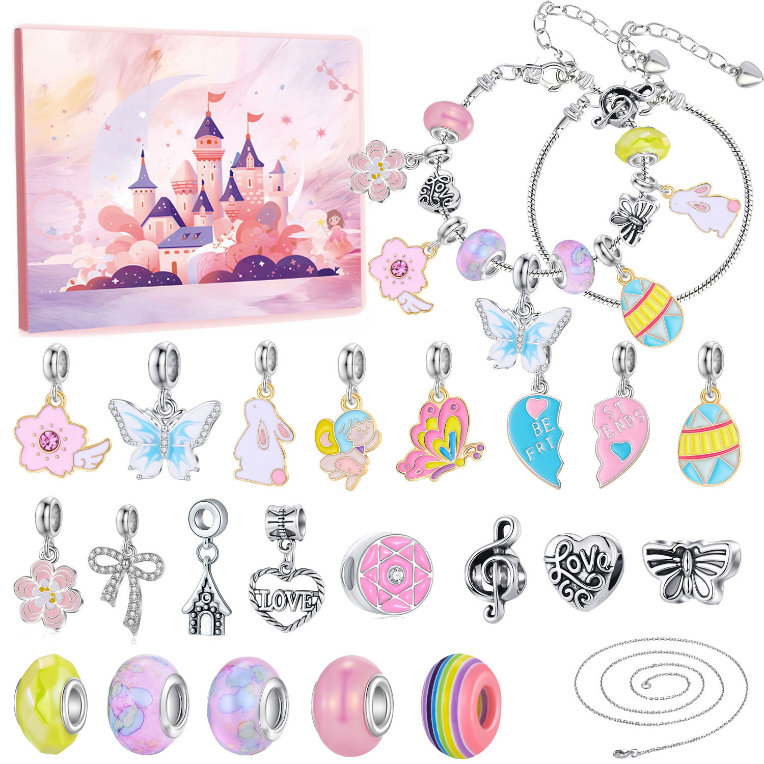 Maida azul Navidad cuenta regresiva calendario caja de regalo traje DIY pulsera de cuentas Sueño cielo estrellado pulsera de regalo