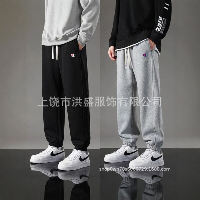 2026 New Champion Print Sweatpants for Men, Spring and Autumn, Fleece-Lined, Thick, Loose Fit, Jogger Style, Trendy Casual Trousers 2026 New Champion Print Sweatpants for Men, Spring and Autumn, Fleece-Lined, Thick, Loose Fit, Jogger Style, Trendy Casual Trousers