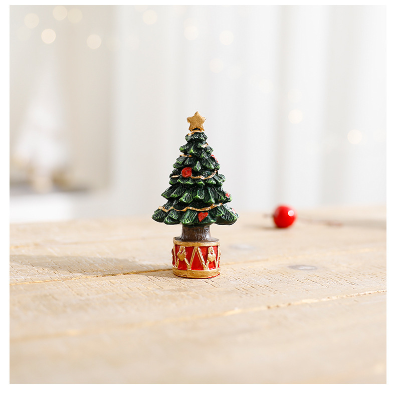 Resin Christmas Tree Decor Set – 13.5 Inch Large & Small Desktop Holiday Ornaments For Home & Party_voghion.com