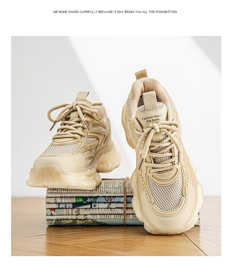 Giày thể thao nam cổ thấp đế bằng, giày chạy bộ giảm chấn đệm khí, giày sneaker dad tăng chiều cao — VZS8099 màu kaki, VZS8099 màu đen chi tiết 12