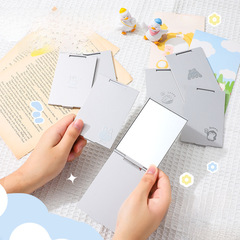 Portable lightweight aluminum foldable handheld small mirror, European-style square mirror, single-sided high-definition beauty makeup mirror, wholesale