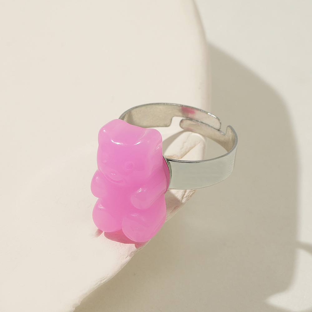 Fashion Simple Solid Color Resin Multi-color Bear Ring Wholesale Nihaojewelry display picture 5