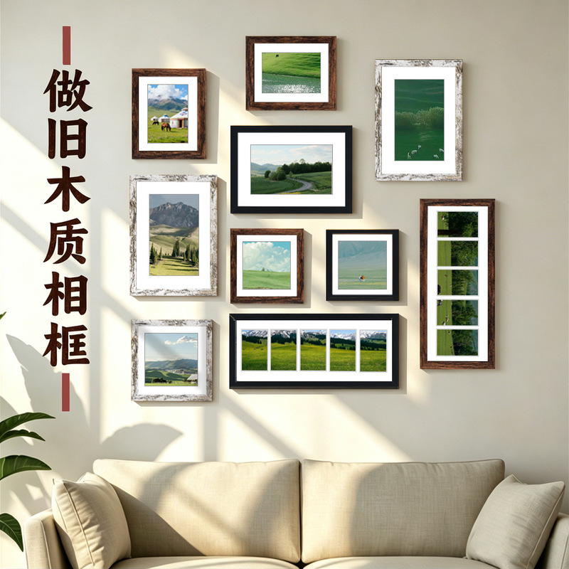 Long Frameless Photo Frame, Solid Wood Frame, Large Size Wood Grain A4 Frameless Photo Frame, Entryway Art Frame, Frameless Picture Frame