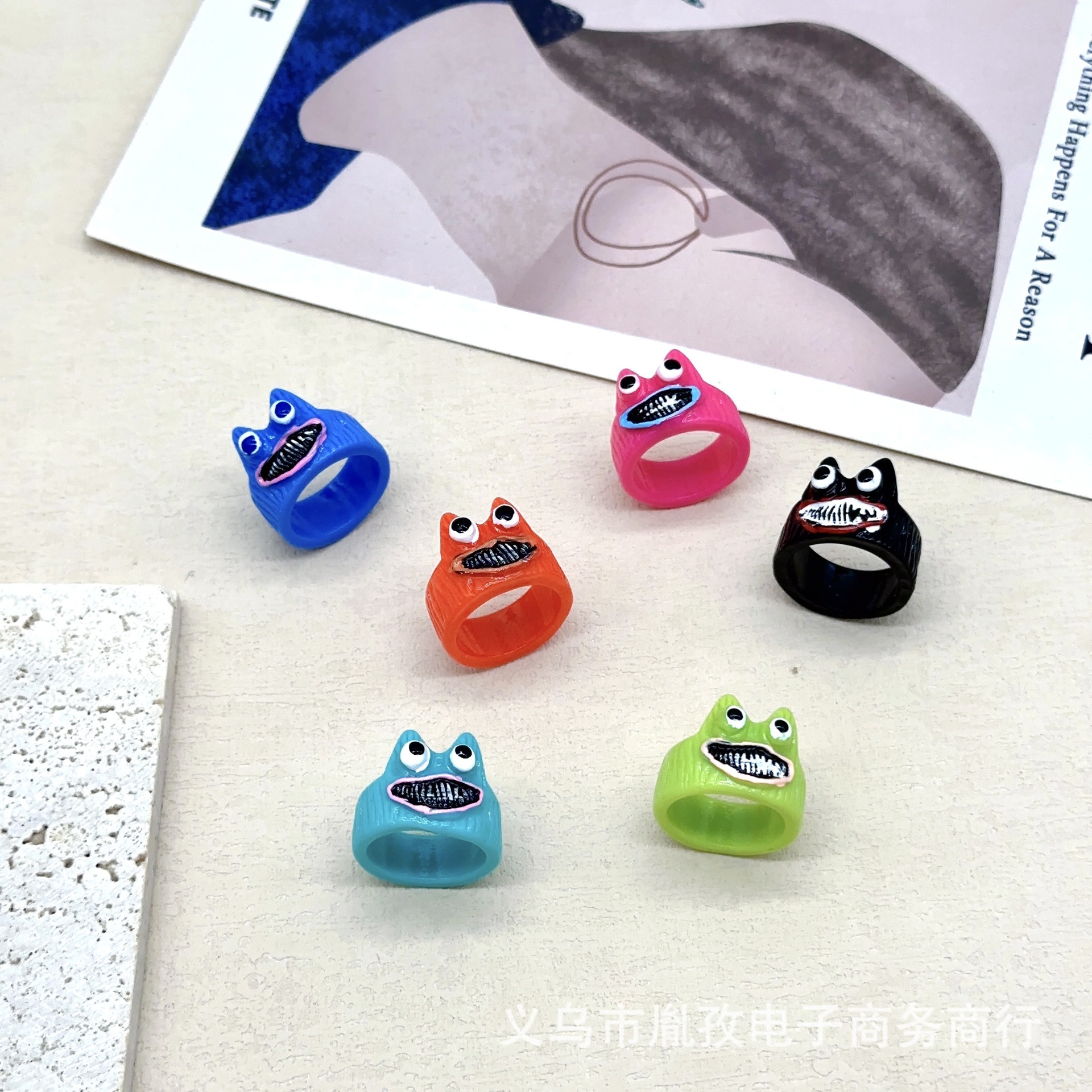 Transfronteriza nueva venta caliente creativo personalizado de dibujos animados Pequeño Diablo resina anillo vacaciones diversión divertida joyería decorativa