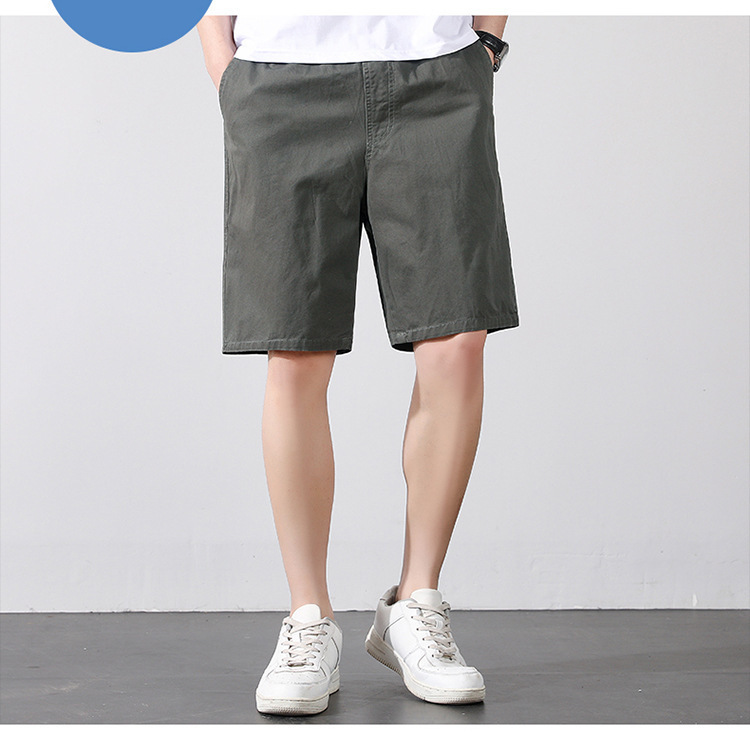 Men's Korean Style Cotton Shorts Casual Mid-Length Loose Fit Summer Beach Workwear Youth Bottoms_viptrois.com