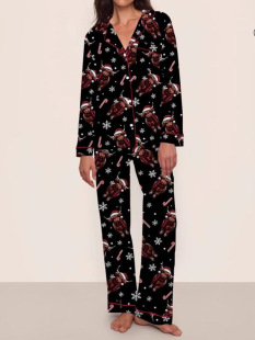 Y 68002 Cow print xmas loungewear set ��ţӡ���}�Q�Ҿ���