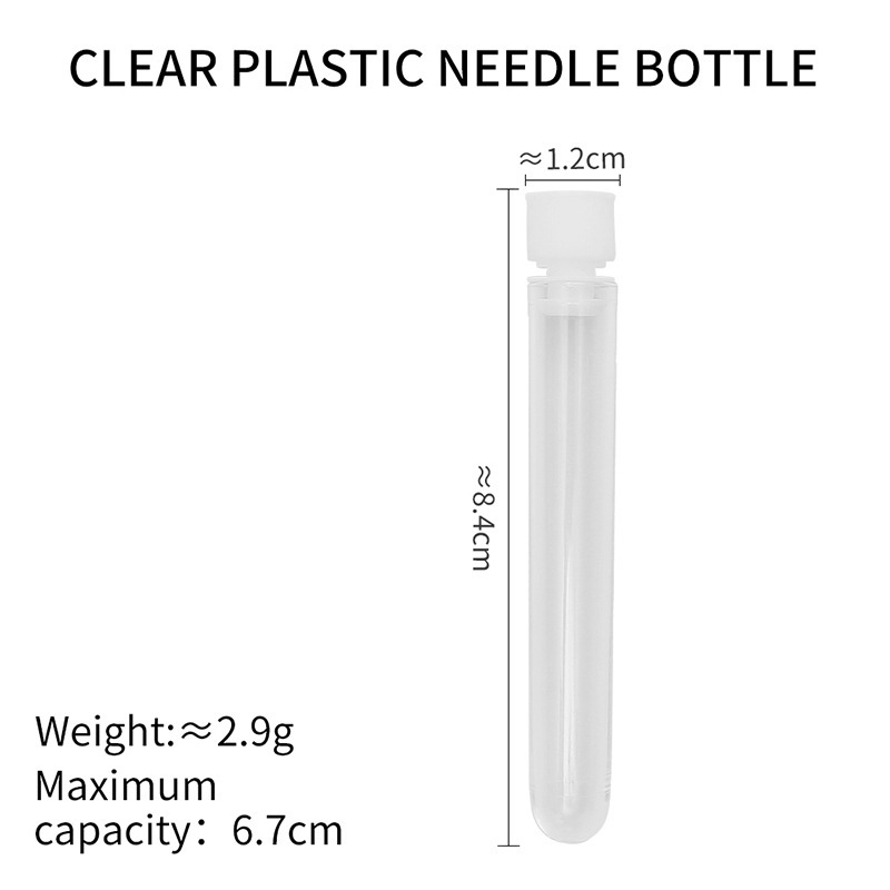 Tubo de aguja, almacenamiento de plástico transparente, botella de aguja, herramienta de costura de bricolaje hecha a mano, tubo de almacenamiento de aguja de coser a mano para el hogar, tubo de aguja