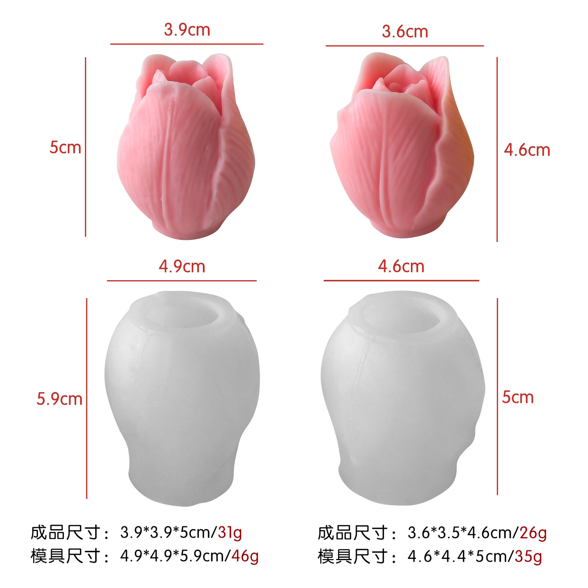 Jiahuimei tridimensional flor ramo vela diy molde de silicona tulipán flor aromaterapia vela hecha a mano jabón abrasivo