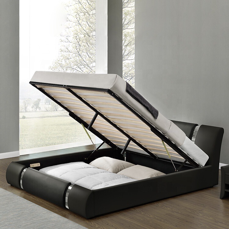 Foreign trade Factory Furniture modern metal style bedroom bed advanced leather bed large size Foreign trade Factory Furniture modern metal style bedroom bed advanced leather bed large size