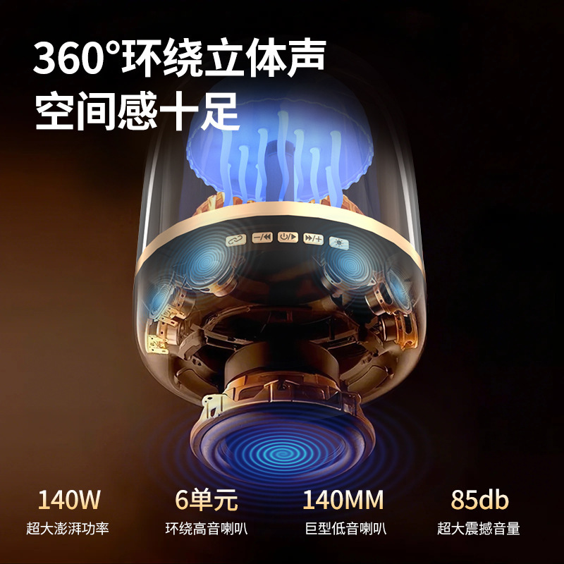 クロスボーダー新ガラス 4 世代クリエイティブクラゲ RGB ランプデスクトップサブウーファーホワイトノイズ Bluetooth スピーカーギフトオーディオ|undefined