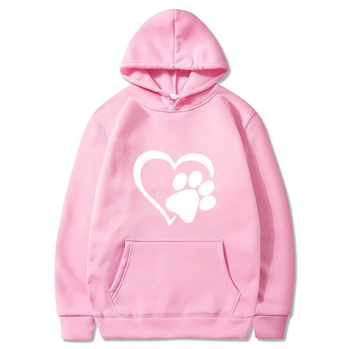 Men's Black Cat Paw Heart Couple Hoodie Direct Supply from Manufacturer, One Piece Dropshipping for Spring and Autumn 2024