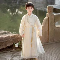 Летний длинный халат Hanfu Scholar для мальчиков, тонкий древний костюм, наряд для выступлений, детская традиционная китайская одежда, детский наряд для выступлений на День защиты детей.