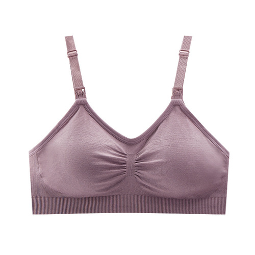 Non-wired upper buckle maternity nursing bra, soft women's nursing bra, side breast reduction maternity push-up bra
