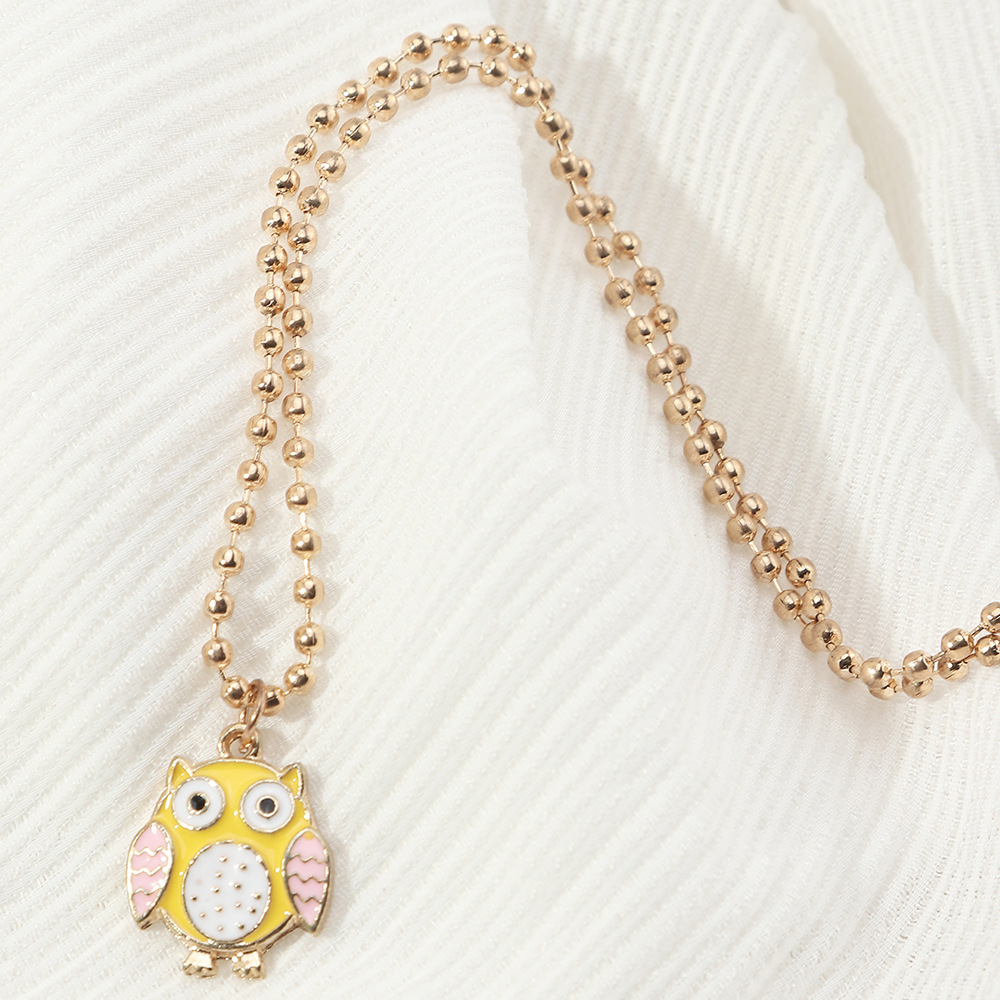 Wholesale Jewelry Cute Color Dripping Oil Owl Pendant Necklace Nihaojewelry display picture 7