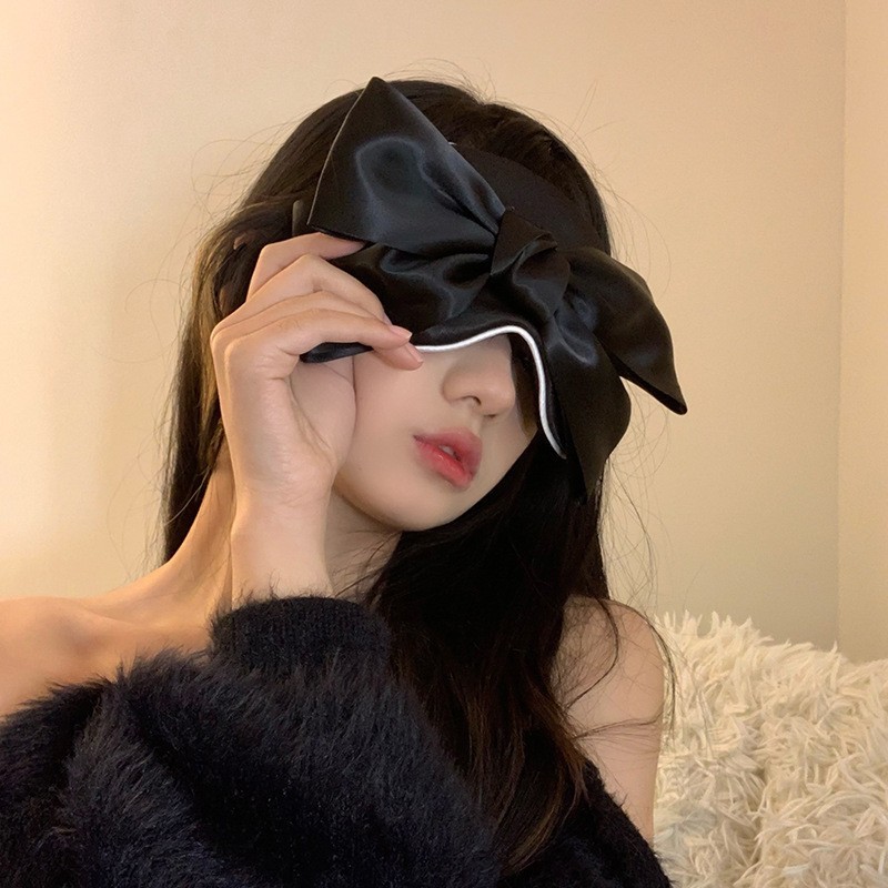 Soft Bow Blindfold Eye Mask for Women, Comfortable Sun-Shading Sleep Mask, Dark Green — detail image 6