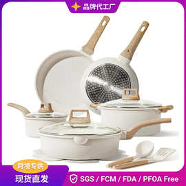 花岗岩不沾锅具套装奶锅汤锅炒锅煎锅平底锅炊具套装烹饪套件跨境