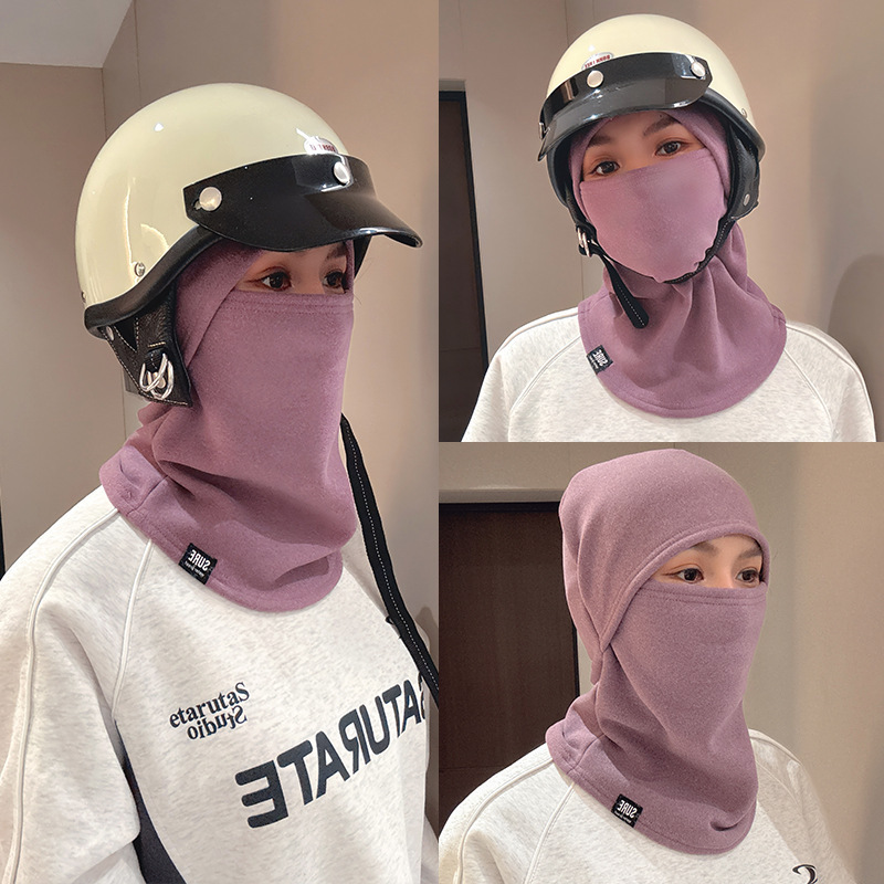 新款欧美冬季加绒帽子围脖一体保暖护脸面罩户外骑行滑雪套头帽|undefined
