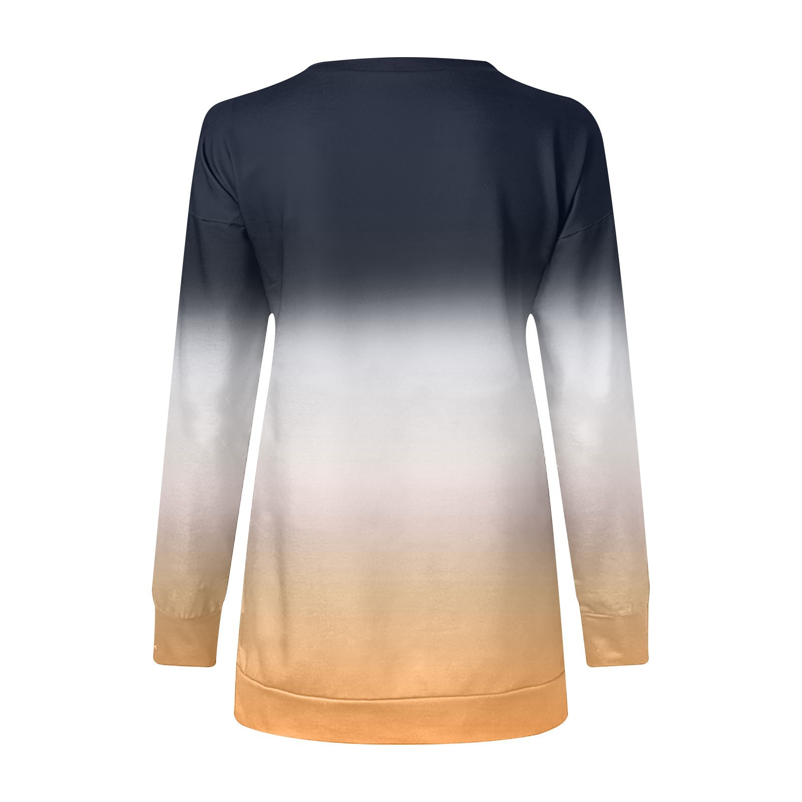 Women's Gradient Round Neck Long Sleeve Sweatshirt With Zipper_voghion.com