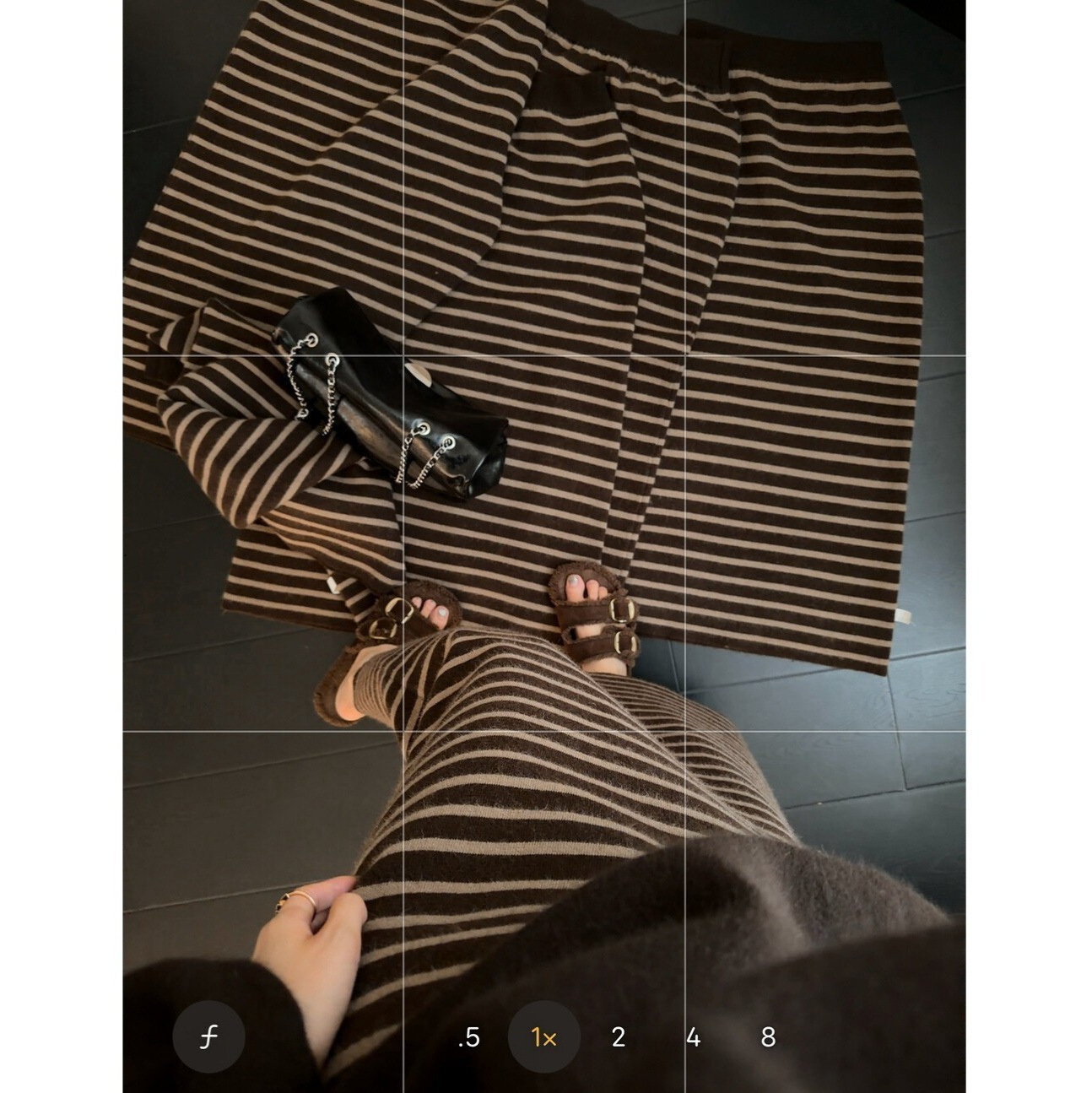 韩系慵懒风条纹针织半身裙女秋冬新款高级感高腰显瘦撞色中长裙子