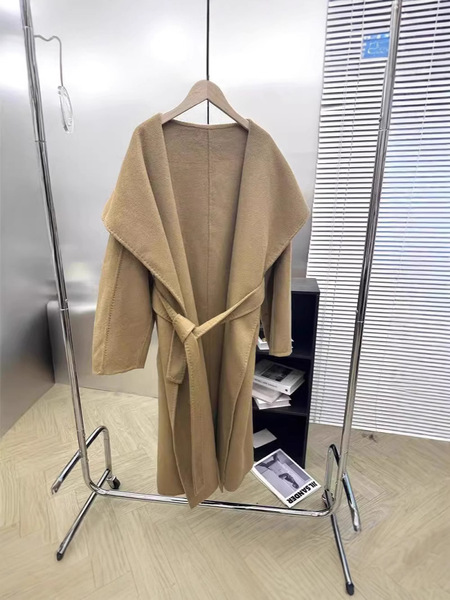 Camel double-sided cashmere demi-season woolen coat