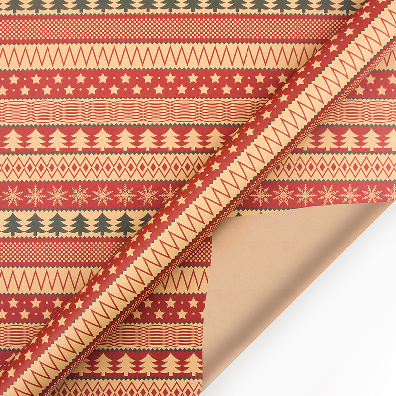 Papel de regalo estilo retro para regalos de Navidad, papel kraft, caja de regalo para fiestas, materiales de embalaje transfronterizos de nuevo estilo.