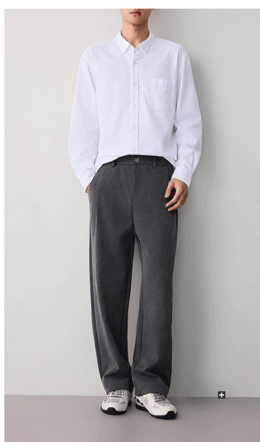 Áo sơ mi nam dài tay cotton trơn phong cách công sở — màu xanh nhạt chi tiết 14