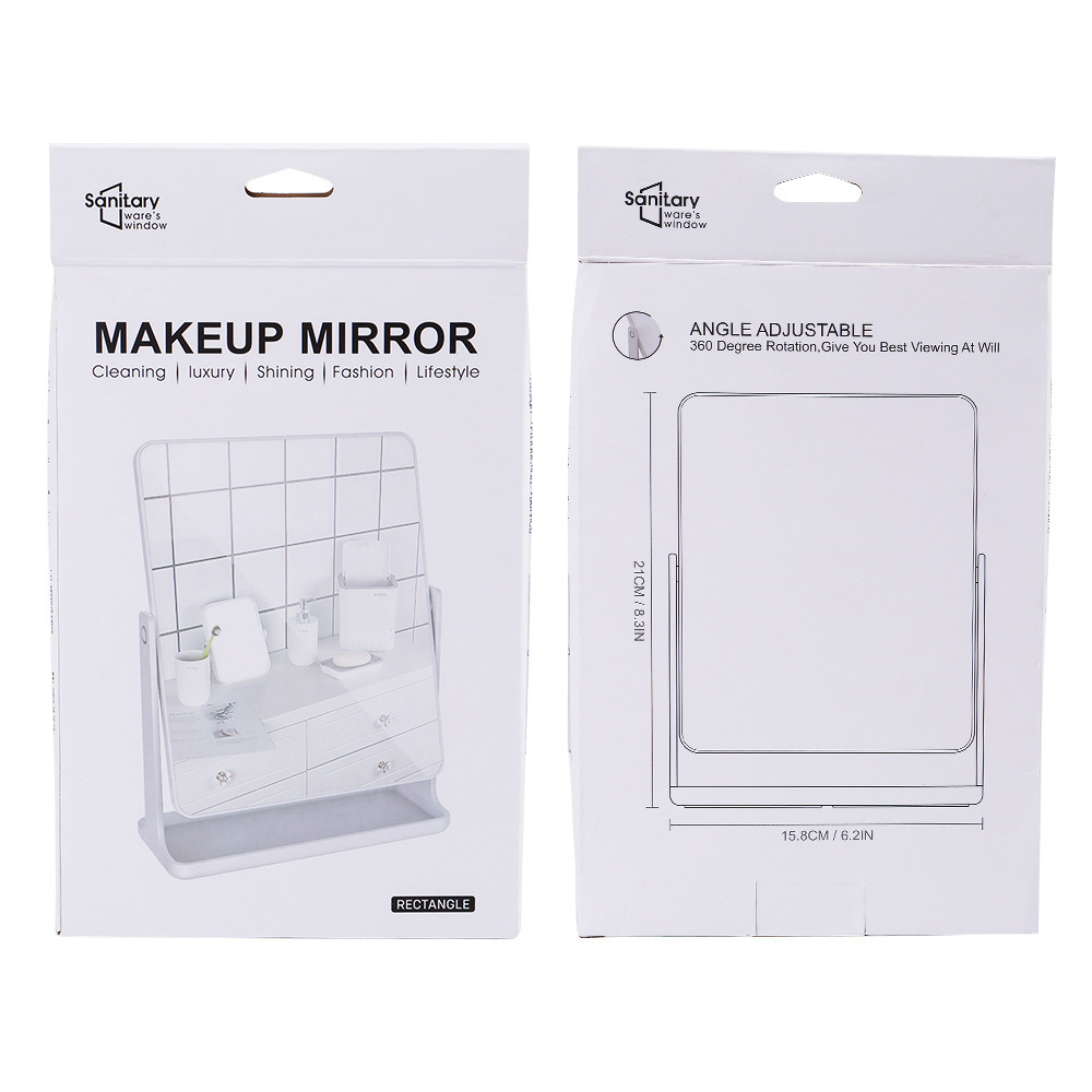 Espejo de maquillaje de escritorio espejo de vestidor dormitorio en casa Nordic giratorio simple cuadrado espejo de una cara