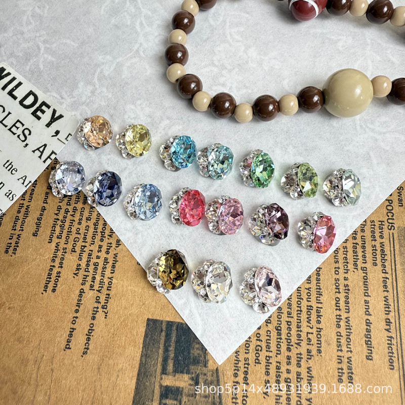 Seamless Bottomless 8*10 Pigeon Egg Diamond Decoration Stackable Diamond Transparent Brightening Light Luxury DIY Nail Art Diamond Ball