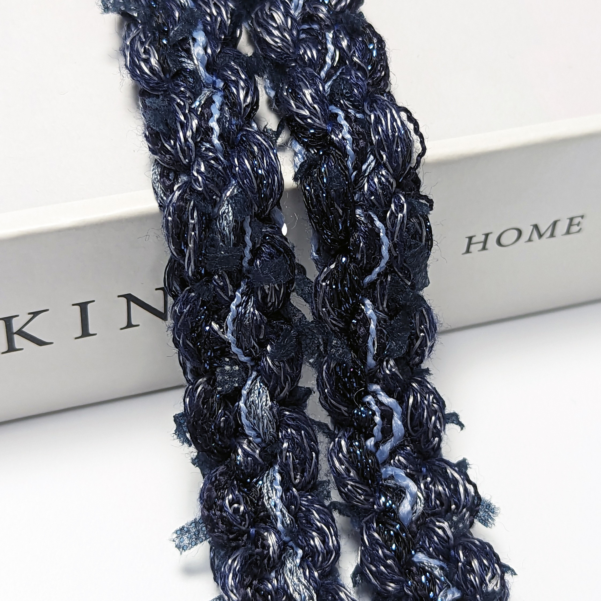 秋冬款小香风牛仔服花边配料 重工加厚带纸花款 DIY牛仔裤藏青色