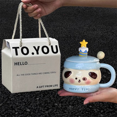 かわいい陶磁器カップ誕生日プレゼント女子超萌え高颜値カップカップマグカップ蓋付きスプーンカップお土産