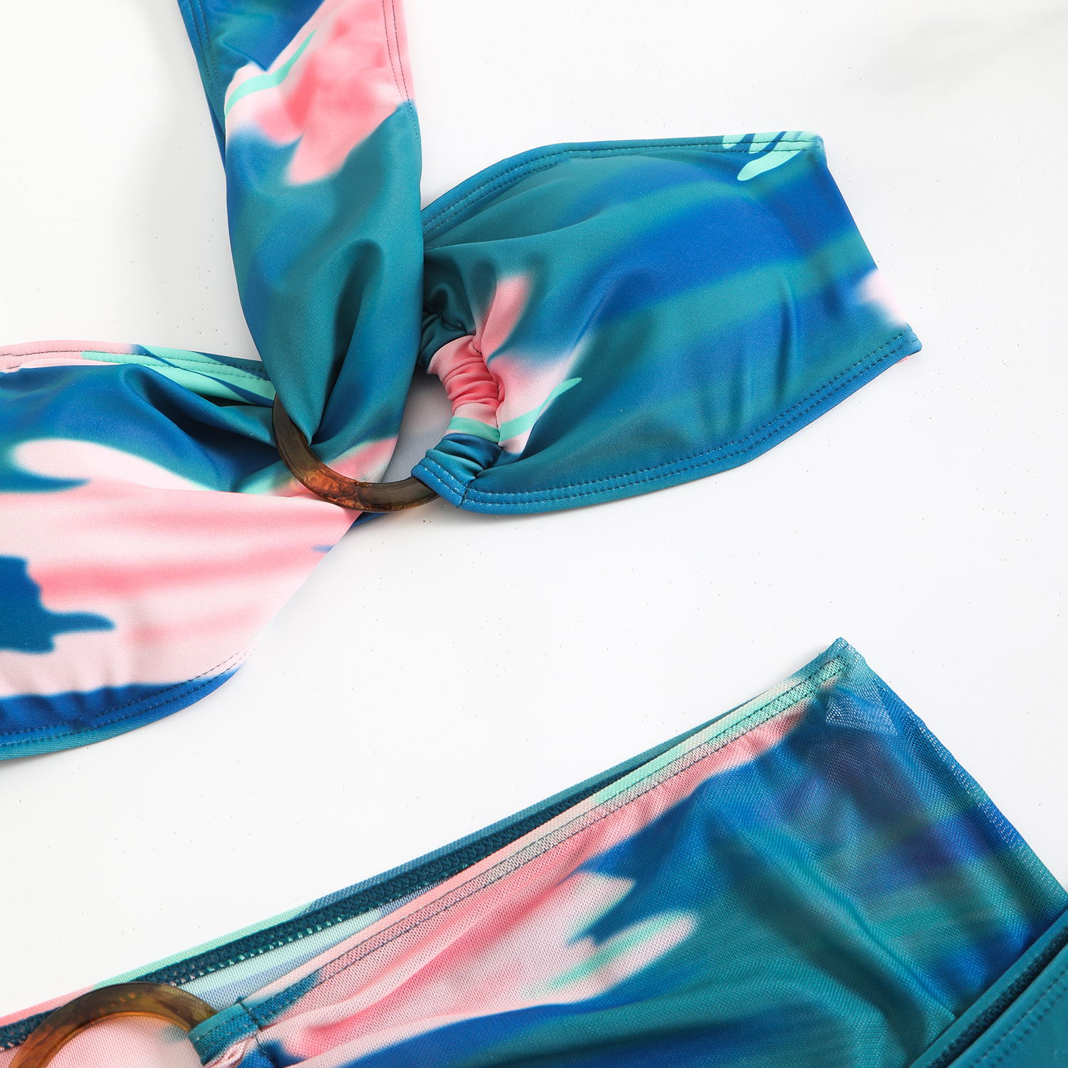 140g Weight Sleeveless Sleeve Length Polyester Fabric Type 3 Pieces Set Quantity Swimming Occasion One Shoulder Neckline Skinny Fit Type Colorful Pattern Women's Gender Sexy Style Women's Sexy Colorful 3 Pieces Set Bikinis Swimwear 23
