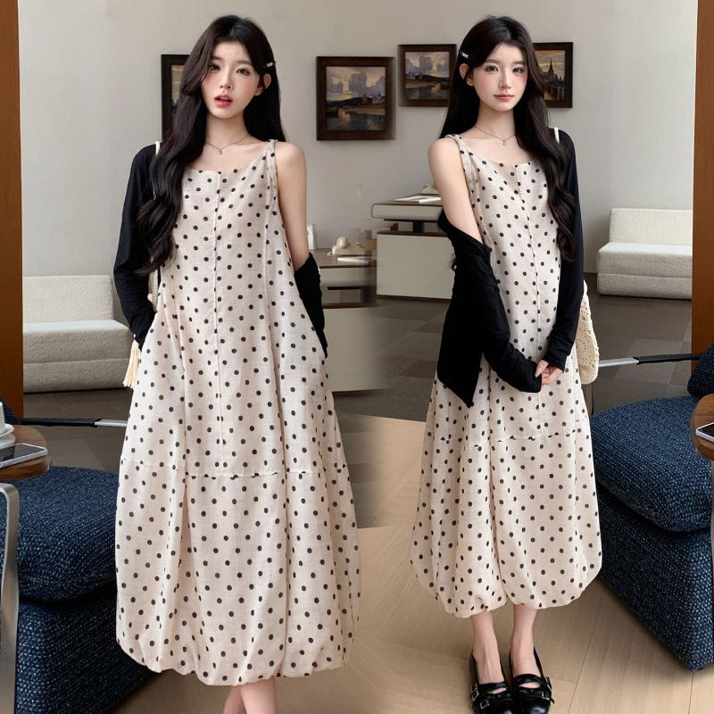 2026 Summer Elegant Polka Dot Strap Dress Fashionable Strap Maternity Dress 2026 Summer Elegant Polka Dot Strap Dress Fashionable Strap Maternity Dress