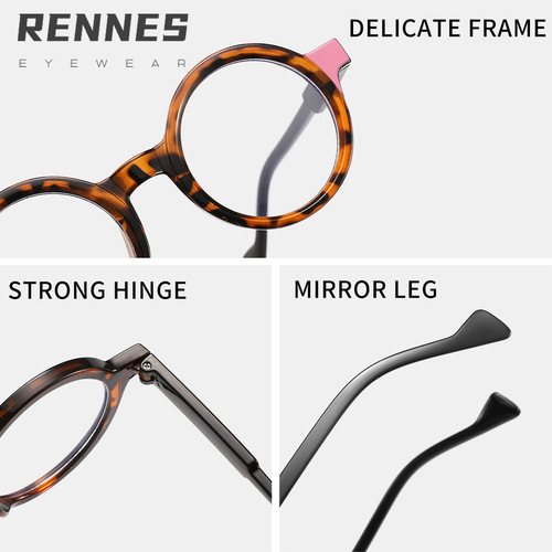 新款圆框多彩时尚平光镜欧美复古文艺眼镜男女跨境潮流框架眼镜
