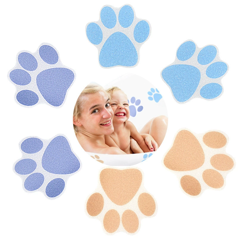 Принт лапы собаки мультфильм трехцветные противоскользящие наклейки ванная комната Ванна водонепроницаемые бесшовные прочные самоклеящиеся детские противоскользящие наклейки