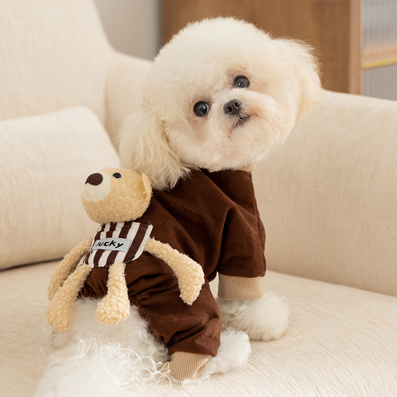 Otoño y invierno perros perros pequeños primavera de bolsillo coreano oso cub cuatro patas ropa de gato aire acondicionado ropa de mascotas