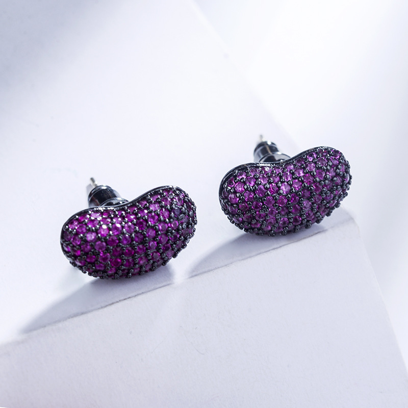 Korean style personalized microinlaid zircon jelly bean earringspicture2