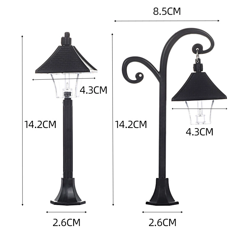 Two-color LED small street light spot micro landscape model light plastic street light small ornaments moss succulent plant sway