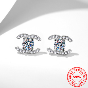 S925 Sterling Silver Earrings Moissanite Earrings Simple High Sense 1 karat Moissanite D Color Jewelry Cross-border Wholesale