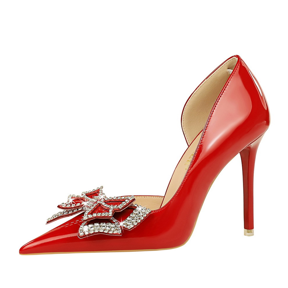 Stiletto Pumps With Rhinestone Bowknot Pointed Toe Party Heels_voghion.com