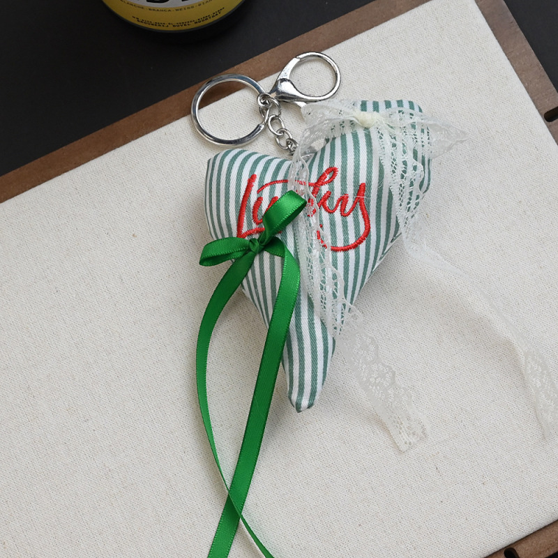韓国ins新型レース蝶結び刺繍アルファベット愛珠鎖キーホルダー甘いファッションバッグアクセサリー|undefined